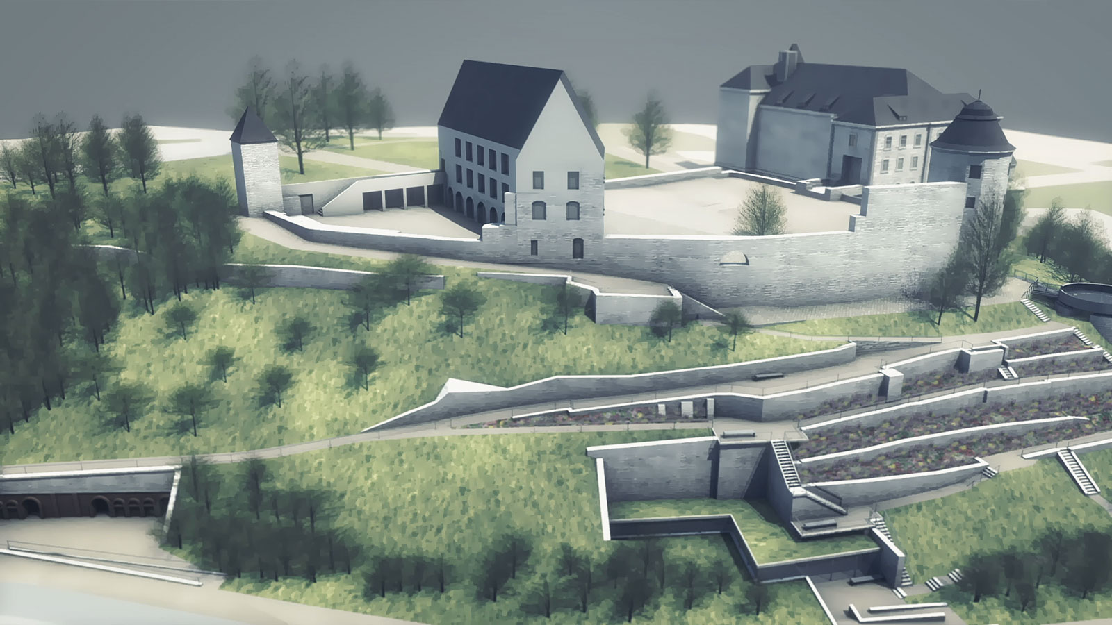 Animation und 3D Visualisierung des Planungsentwurfs der Schlossterrassen in Plauen Stadt Plauen - Stadtumbaugebiet Schloßberg